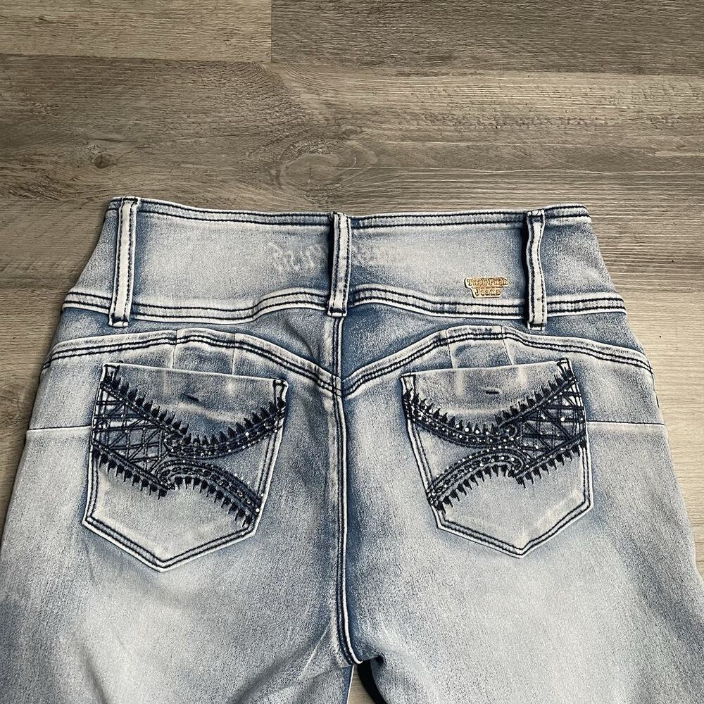 Tush Push Women’s Colombian Style Butt Lifting Jeans High-Rise Light Wash Size 9 - Picture 15 of 16